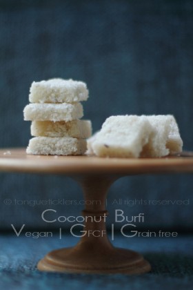 Thengai barfi | Coconut candy squares